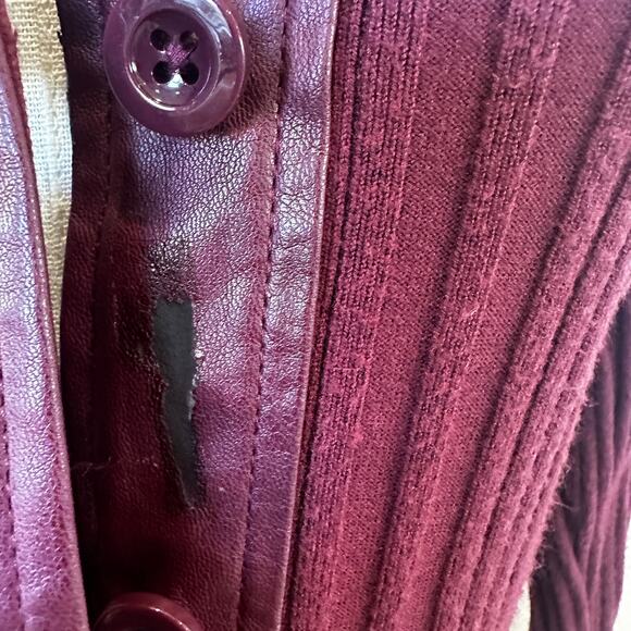 Toccin Burgundy Ribbed Knit Shirt Dress MEDIUM Midi Office Work Designer $525 - Picture 13 of 14